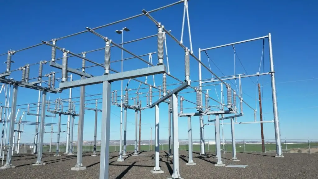 Structural steel framing at the Gateway Substation, a CEG structural engineering project in Richland, Washington