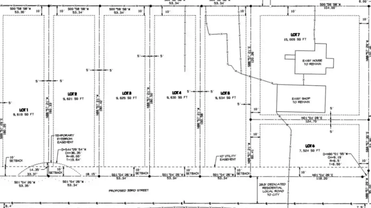 Site plan of Nomad Subdivision with multiple lots and proposed street layout.